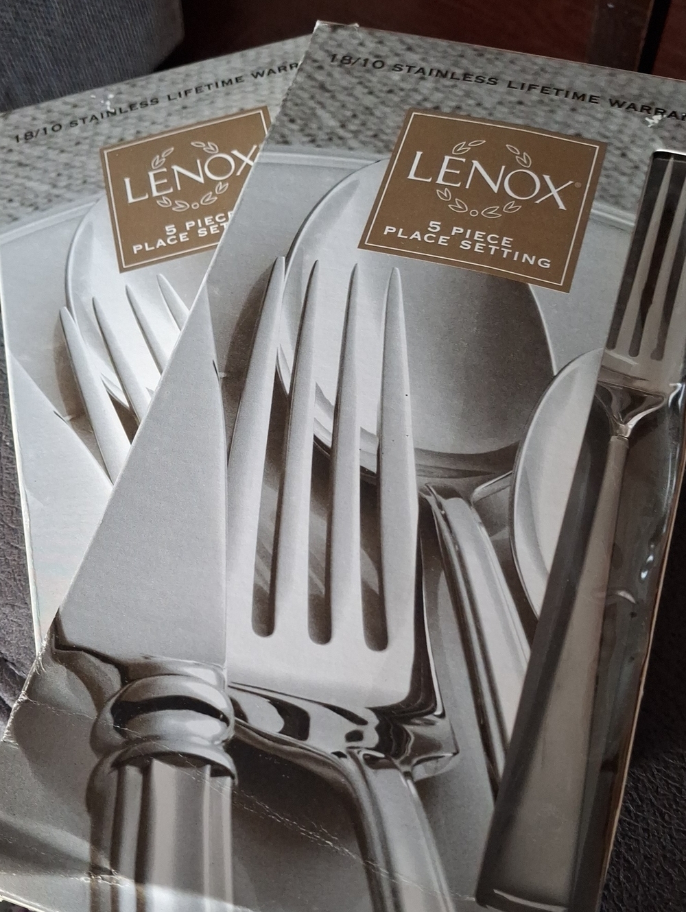 Lenox Silver Polished Stainless Flatware 5-Piece Place Settings (Pair)